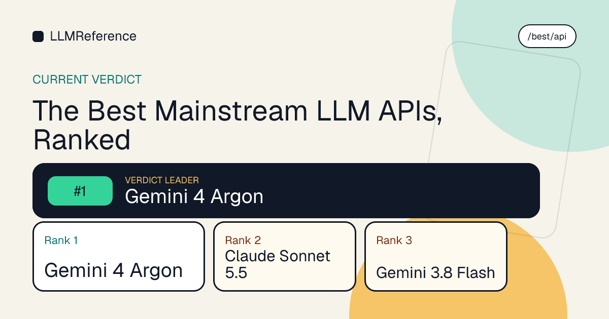Best Mainstream LLM APIs, Ranked | LLM Reference